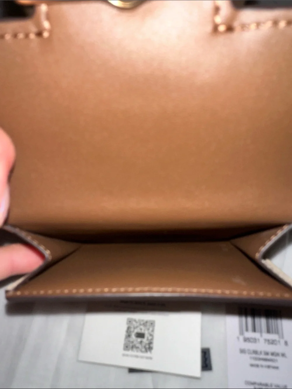 Coach Brown & Black Signature Compact Wallet with Gold Accent